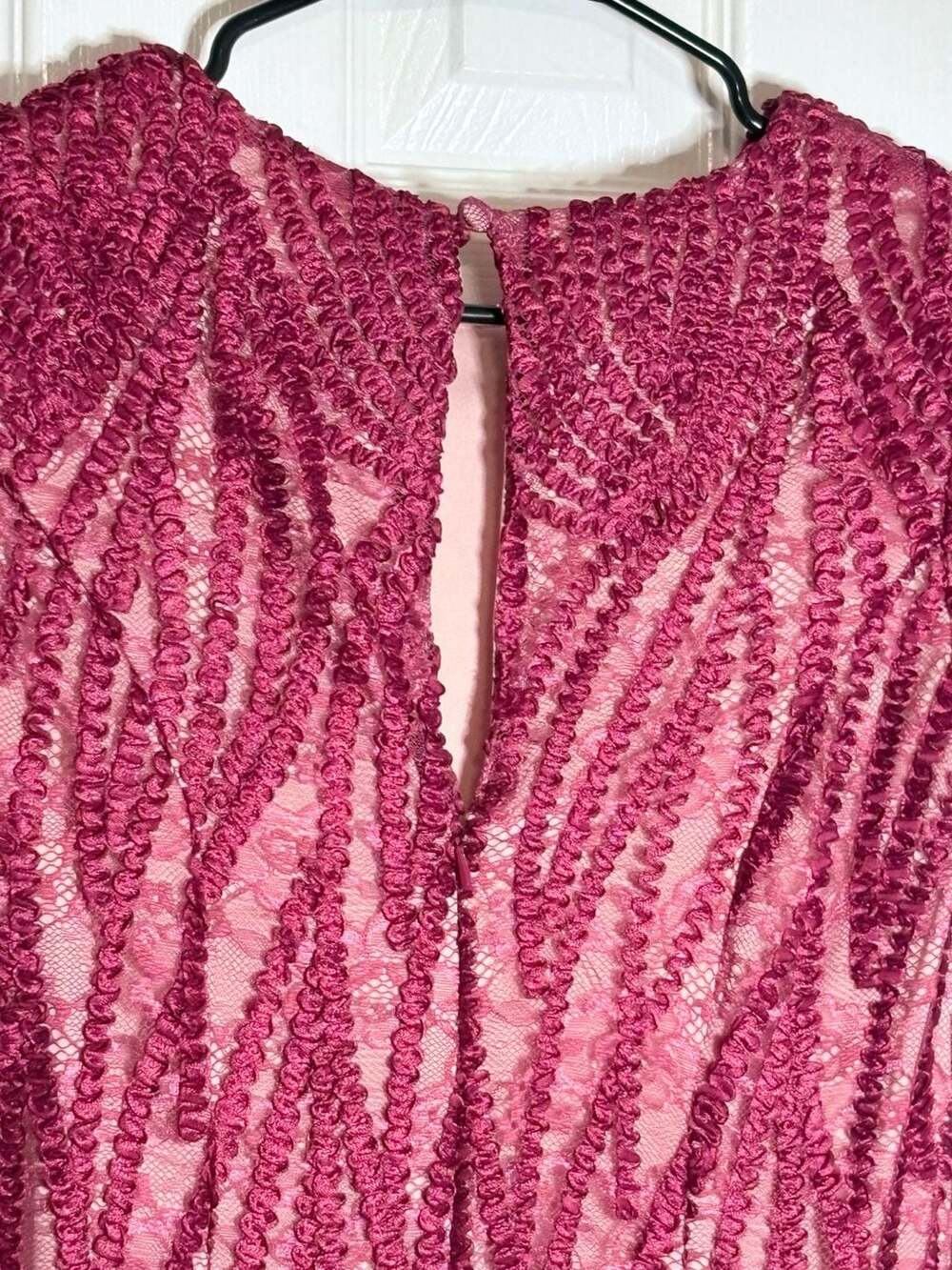JS Collections Burgundy Embroidered Lace Short Sleeve Midi Gown #1063 - Picture 7 of 7